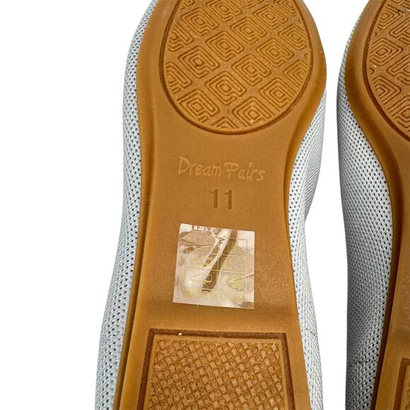 Dream Pairs Gray Knit Metallic Stretch Cushioned Lightweight Almond Toe Flats 11 - Picture 8 of 14